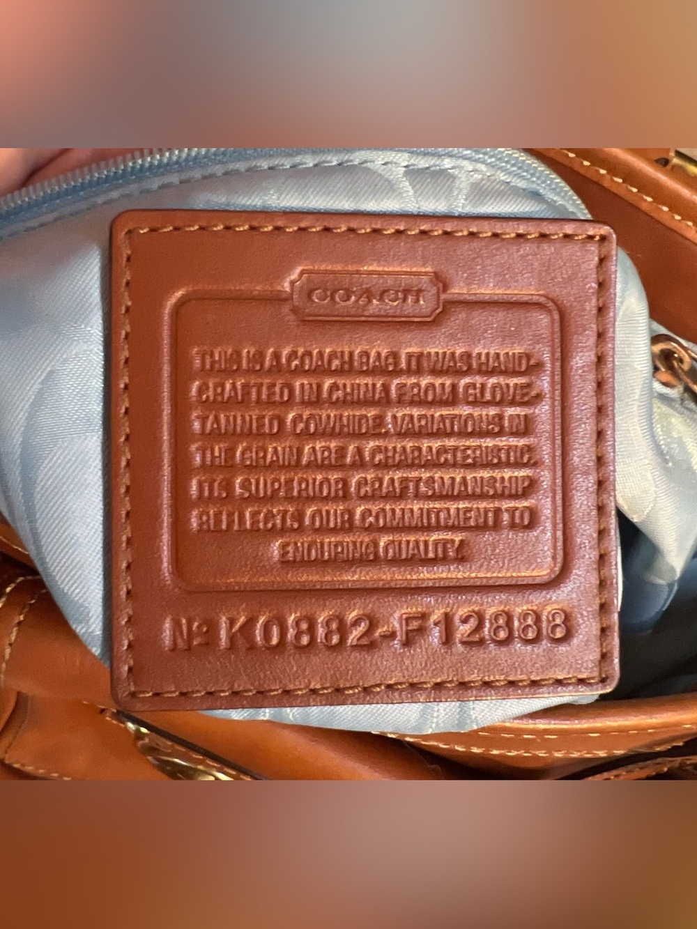 Coach Legacy Gigi Tote Shoulder Bag Whiskey leather brass turnlock pocket F12888 - Picture 14 of 17